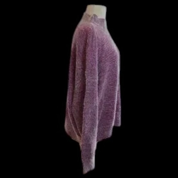 NWT Falls Creek Mock Turtleneck Plaited Sweater Fushia White - Picture 2 of 6